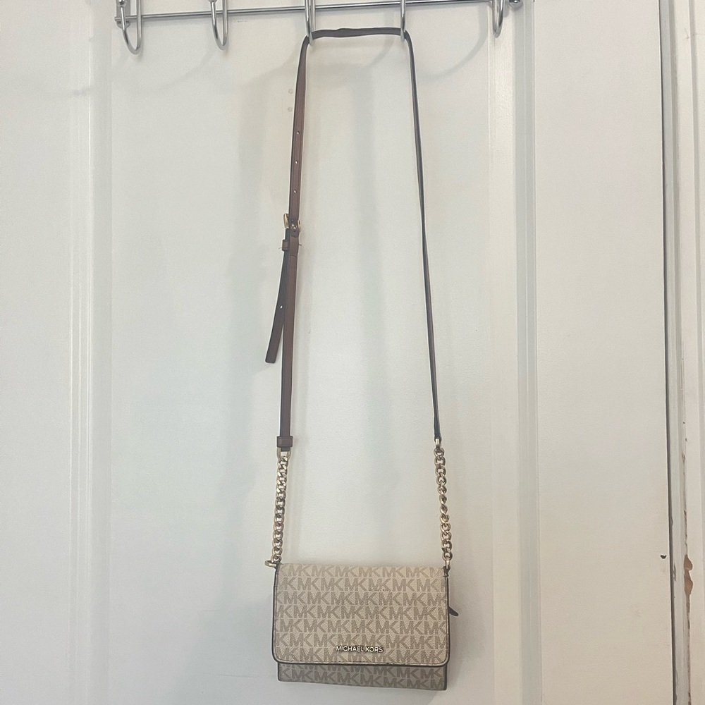 Michael Kors Beige and Brown Crossbody Bag